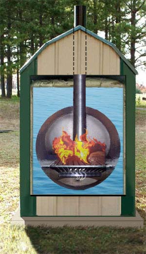 cutaway used wood boiler firebox front